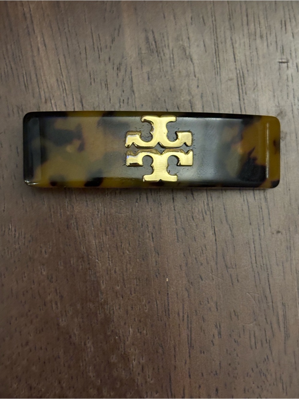 Brand new Tory Burch Tortoiseshell Logo Hair Barrette with Gold plated logo